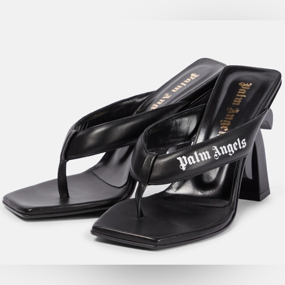 NIB [Palm Angels] Palm Beach Sandal Heels In Black w/ White Women’s EU 38 / US 7 - Picture 6 of 16